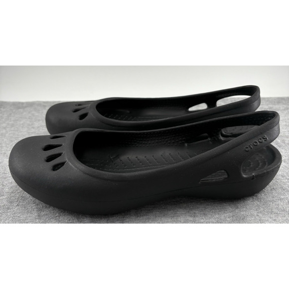 Crocs Women's Black Kadee Slingback Croslite Slip On Ballet Flats Size 7 Slip On - Picture 2 of 10